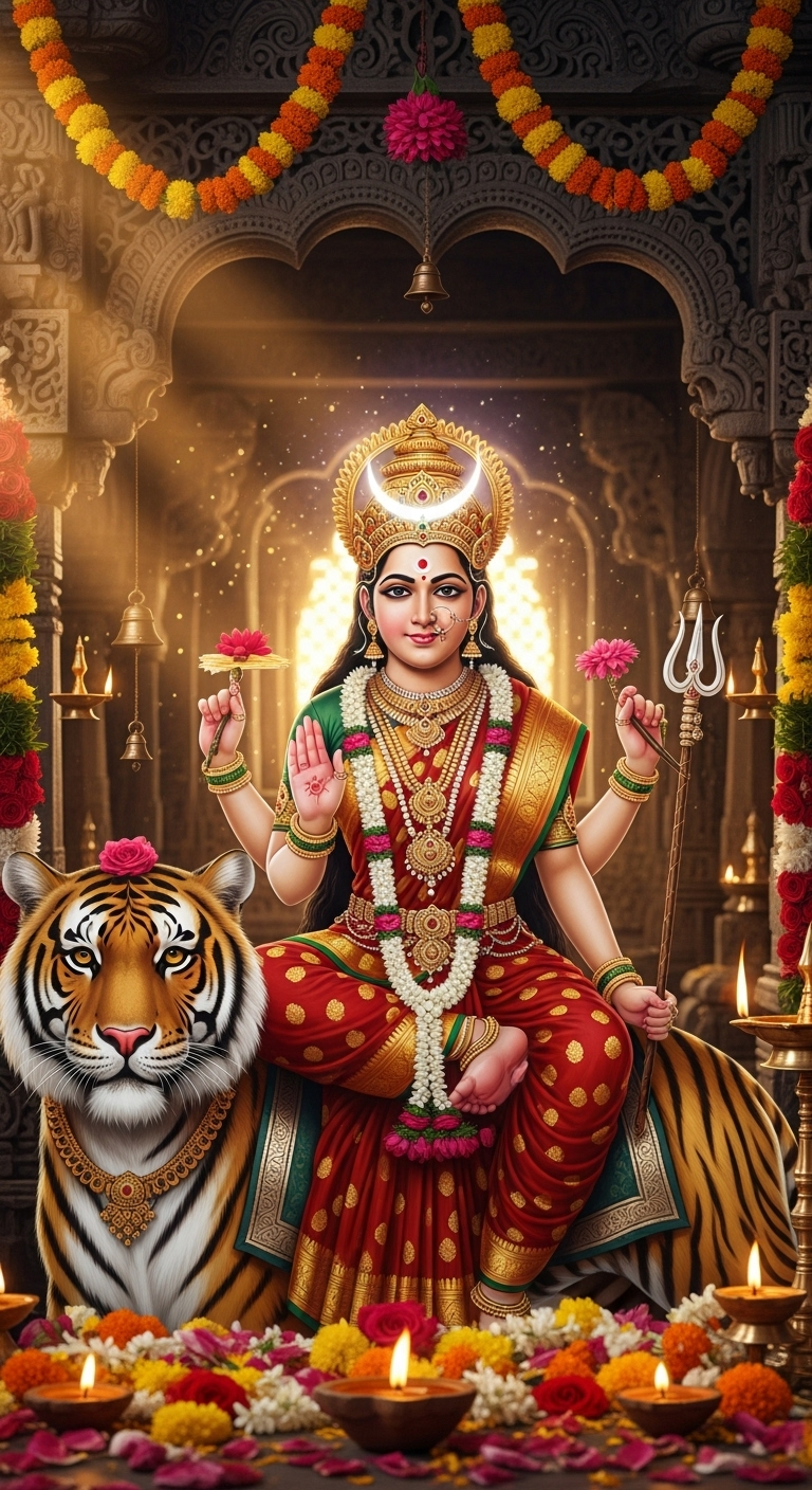 Chandraghanta Maa: Divine Aura in a Temple